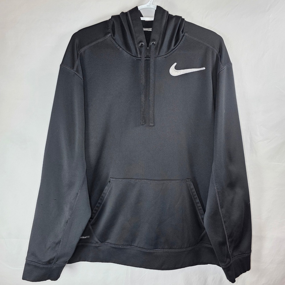 Nike FIT Pullover Hoodie Black Swoosh Logo | Mens XL 341515-010